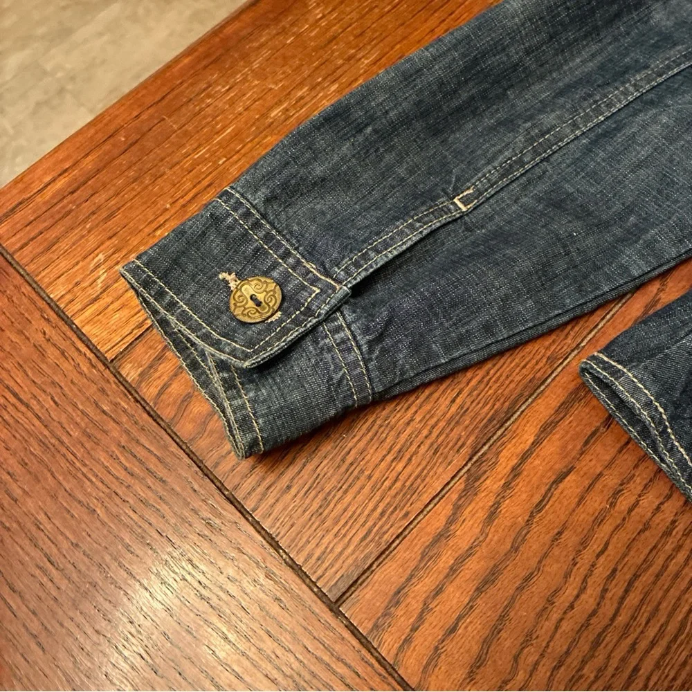 AMI Women's M Denim Jacket Nehru Peplum Waist - Picture 11 of 12